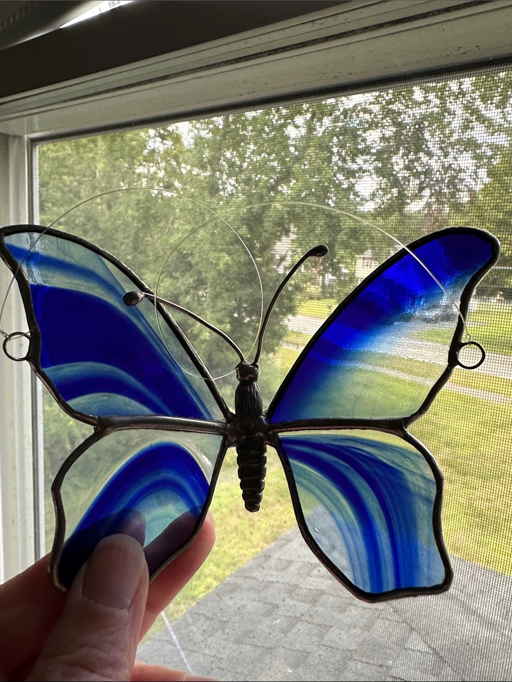 Blue Stained Glass Butterfly Glass art. 🦋🦋 - Picture 6 of 8
